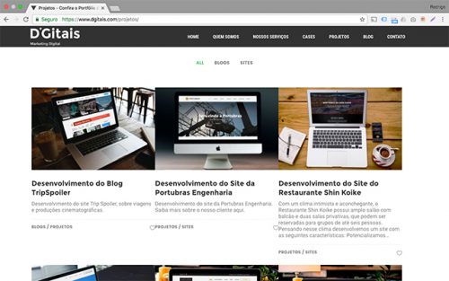 Página de Projetos do Site D'Gitais