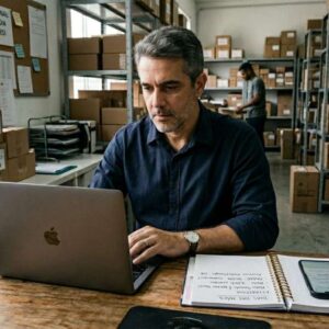 empreendedor analisando dashboard de vendas para campanha de dia das mães no e-commerce”