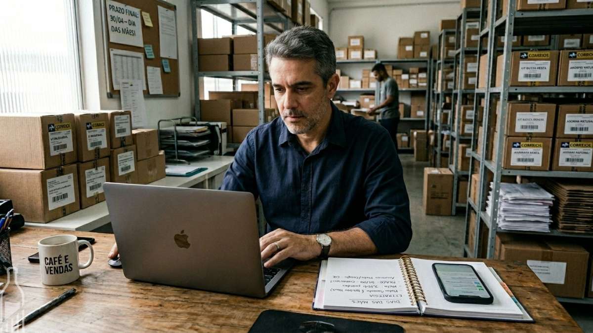 empreendedor analisando dashboard de vendas para campanha de dia das mães no e-commerce”